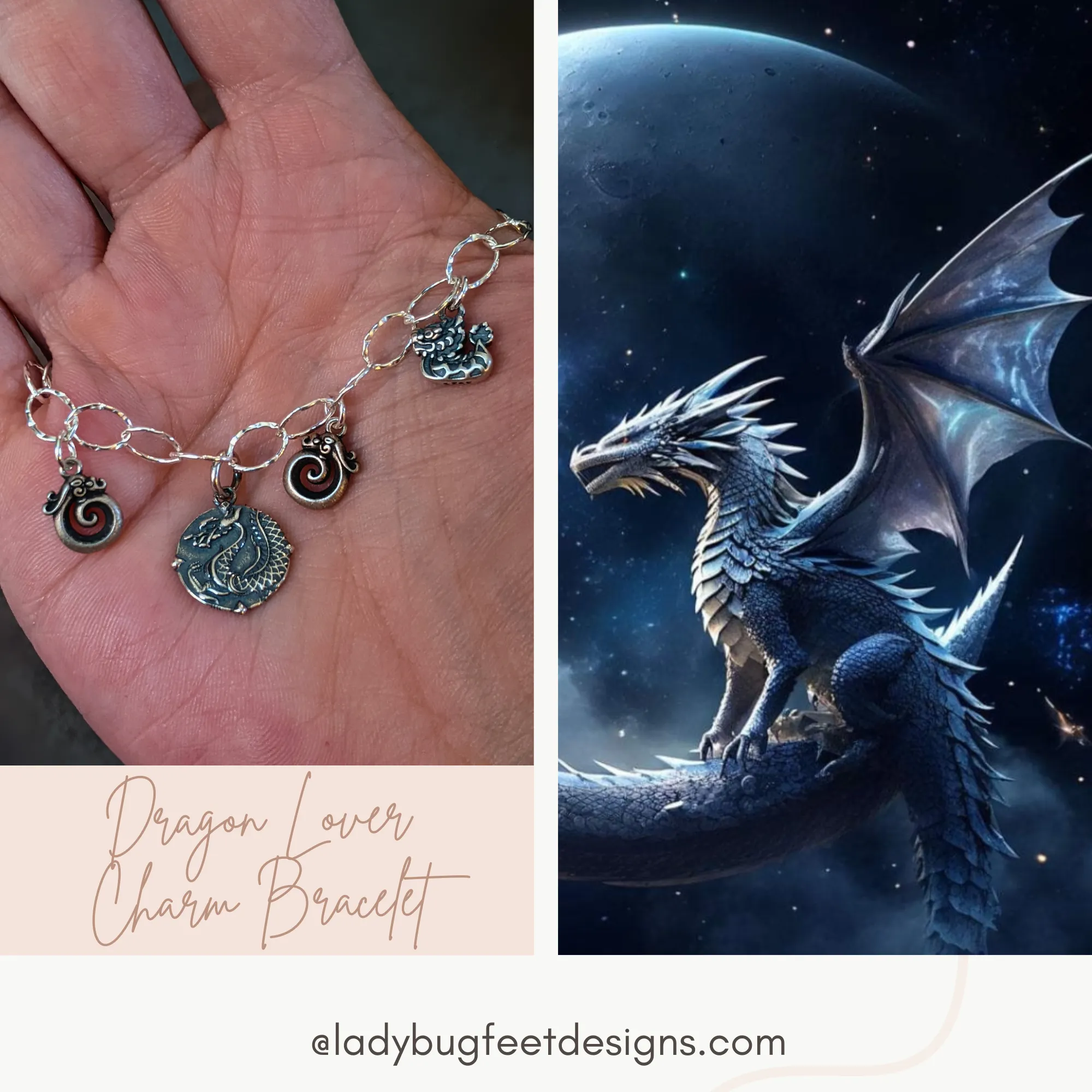 Dragon Lover Sterling Silver Charm Bracelet