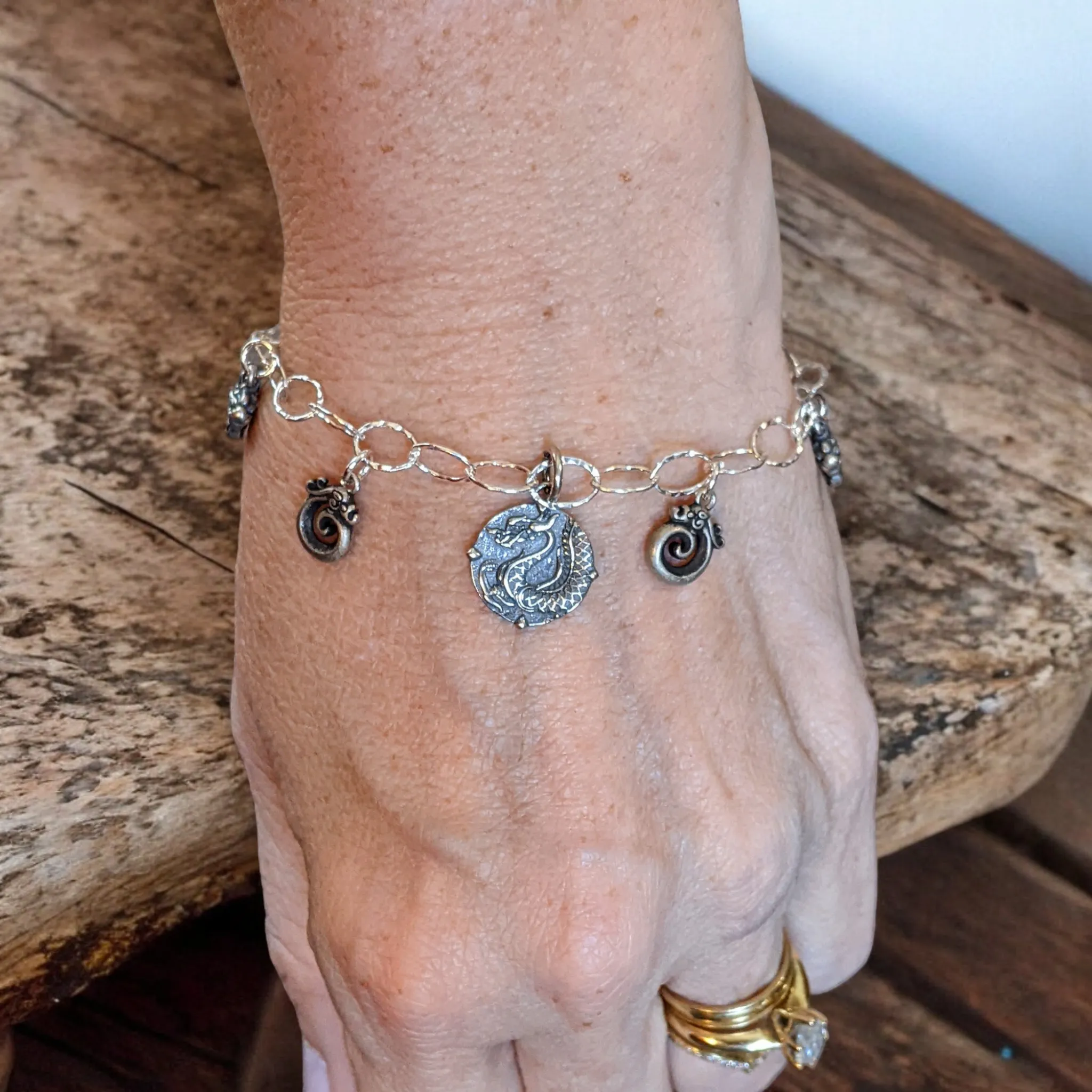 Dragon Lover Sterling Silver Charm Bracelet