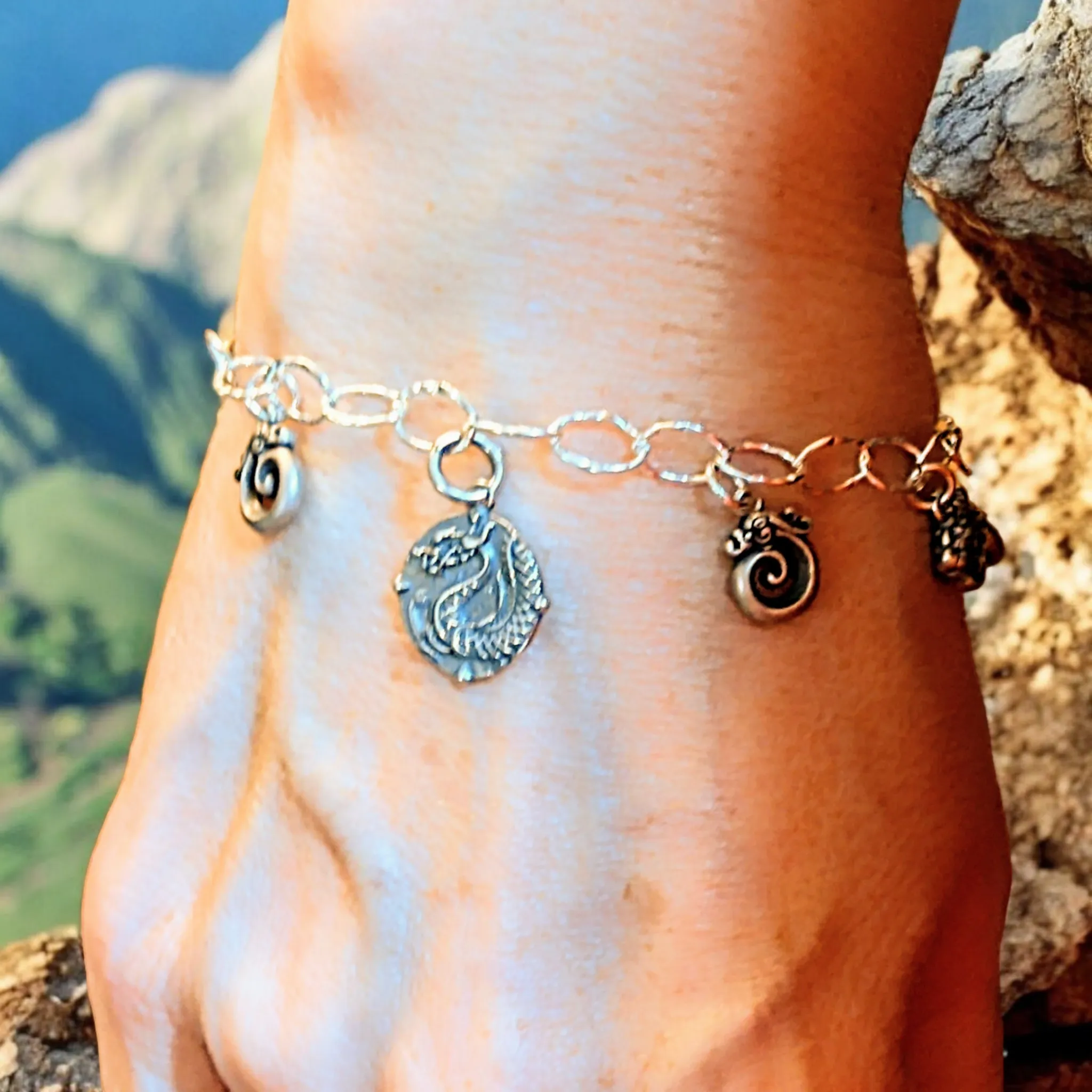 Dragon Lover Sterling Silver Charm Bracelet