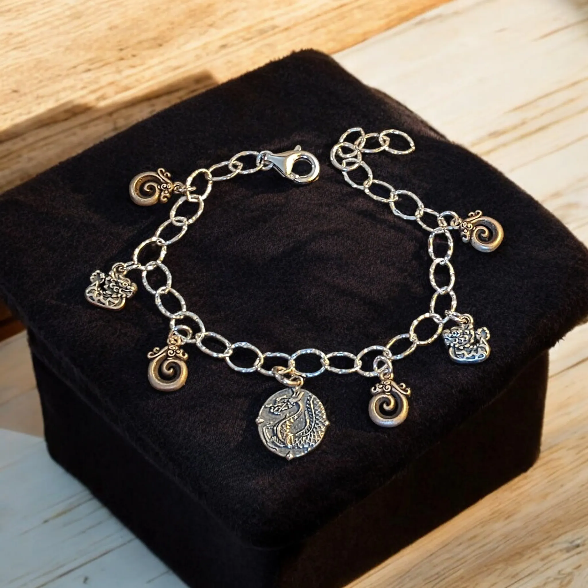 Dragon Lover Sterling Silver Charm Bracelet