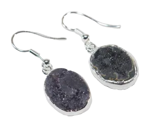 Druse Amethyst Earrings with Silver