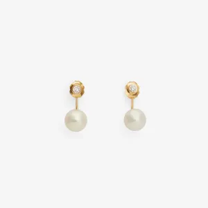 E7102PW | White Pearl Diamond Darling Studs