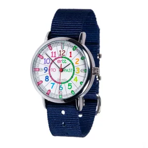 Easyread Time Teaching Wrist Watch Rainbow face navy blue