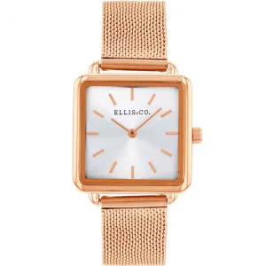 Ellis & Co 'Alyssa' Rose Stainless Steel Mesh Bracelet Womens Watch