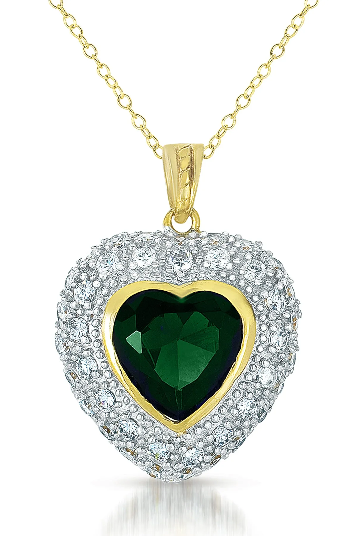 Emma Heart Shaped Emerald Cubic Zirconia Necklace