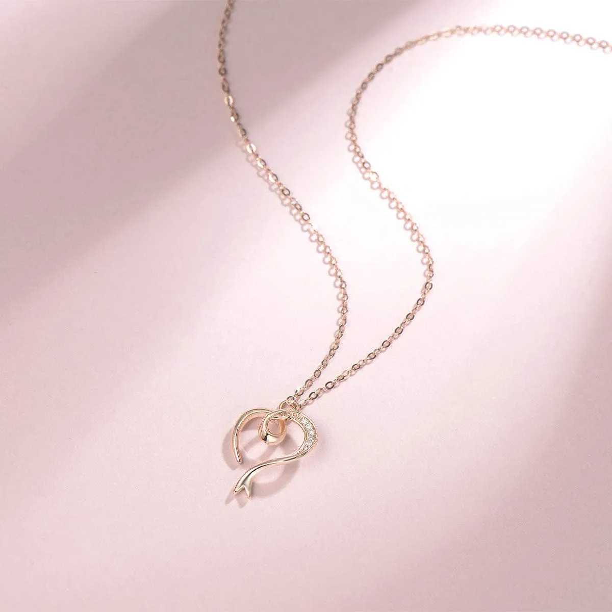 FANCIME Heart 14K Solid Rose Gold Necklace