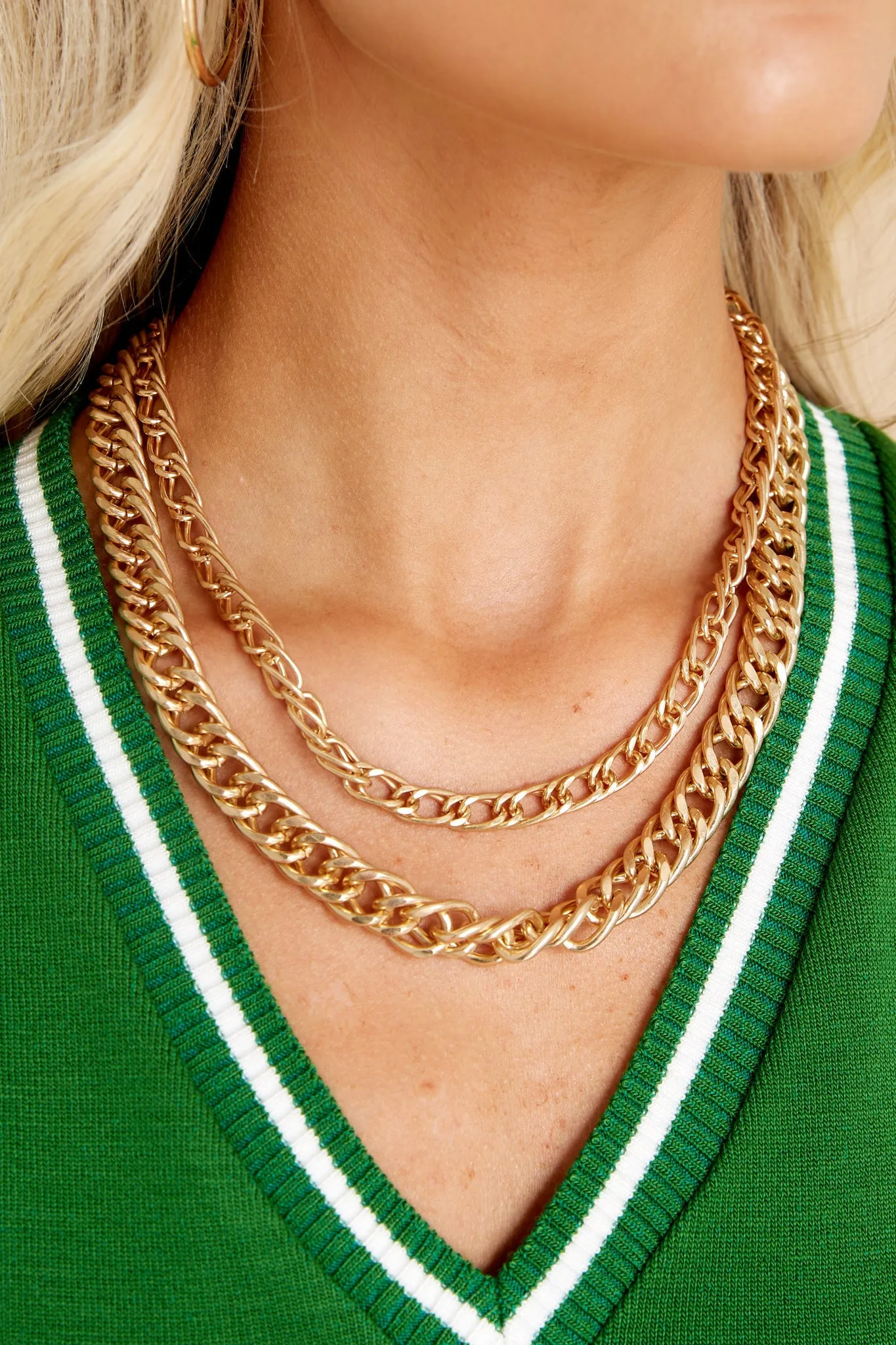 Fiery Spirit Gold Layered Chain Necklace Set