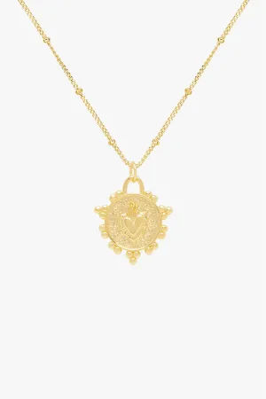 Flaming heart necklace gold plated 