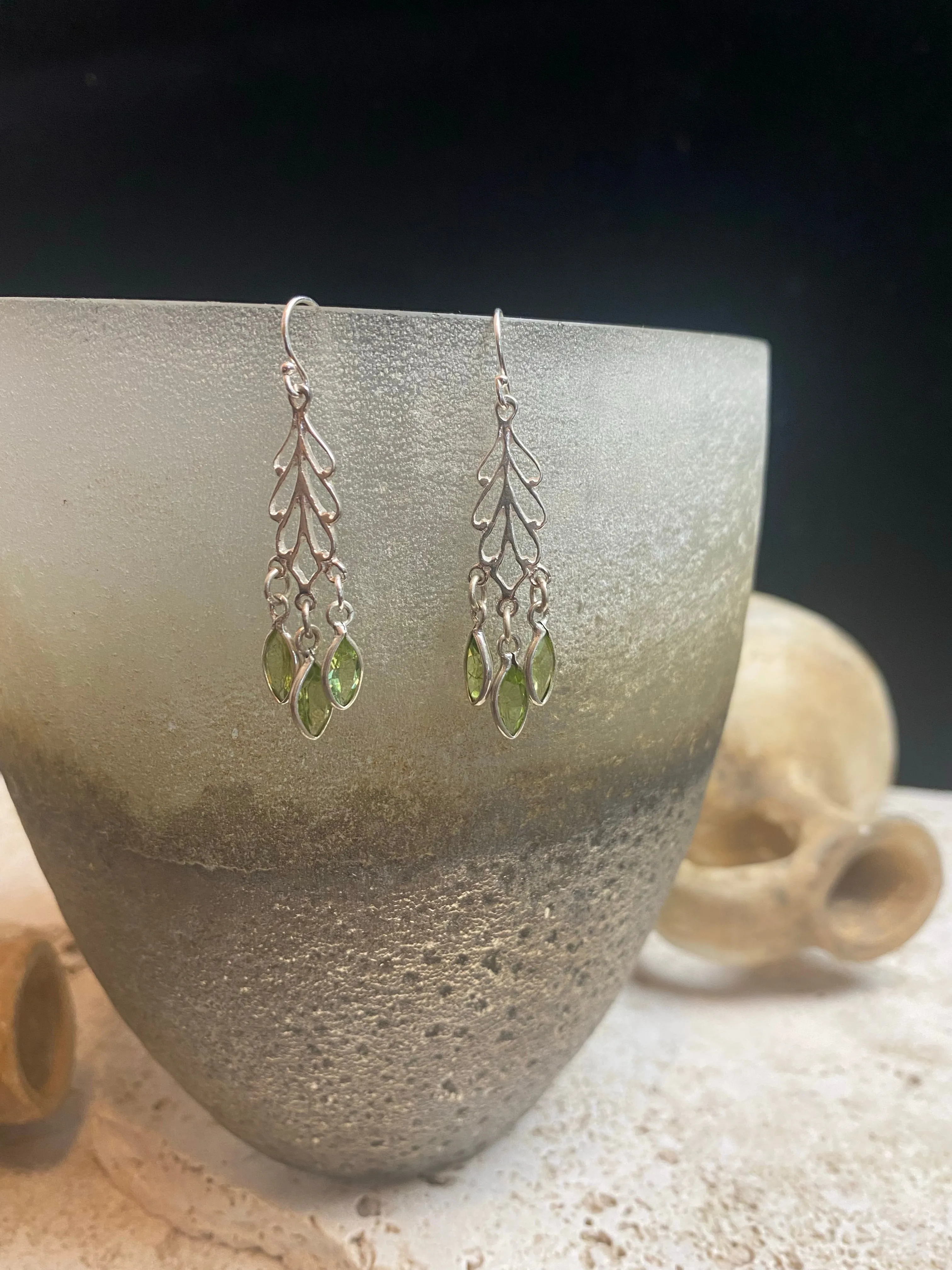 Garnet or Peridot Drop Earrings