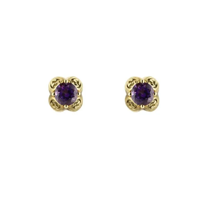 GC Interlocking G 18ct Yellow Gold Amethyst Stud Earrings D