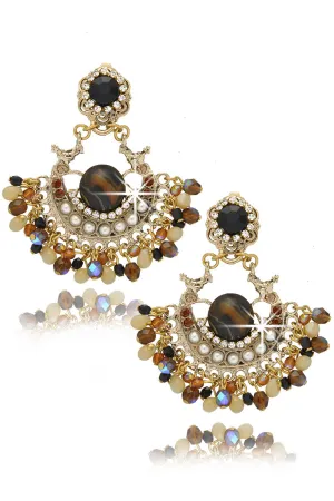 GIO BERNARDES SHADOW Bronze Crystal Clip Earrings