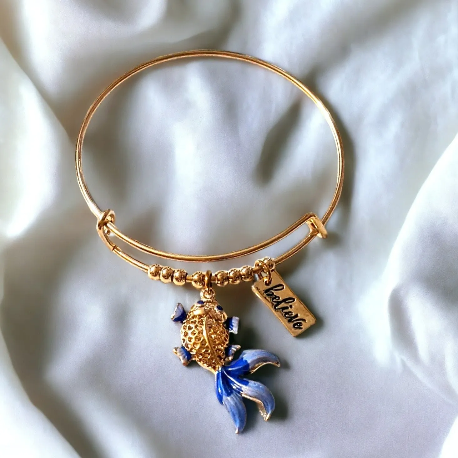 Gold Koi Believe Beaded Bangle bracelet