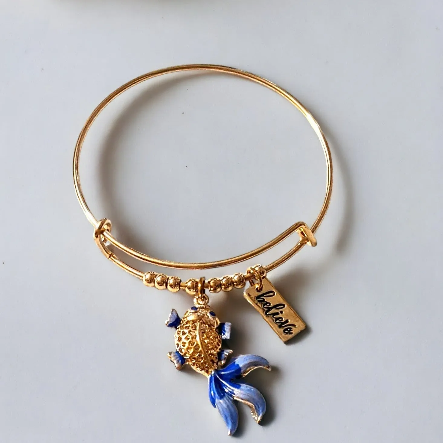 Gold Koi Believe Beaded Bangle bracelet