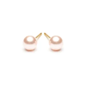 Gold Plated 5 mm Pink Pearl Stud Earrings