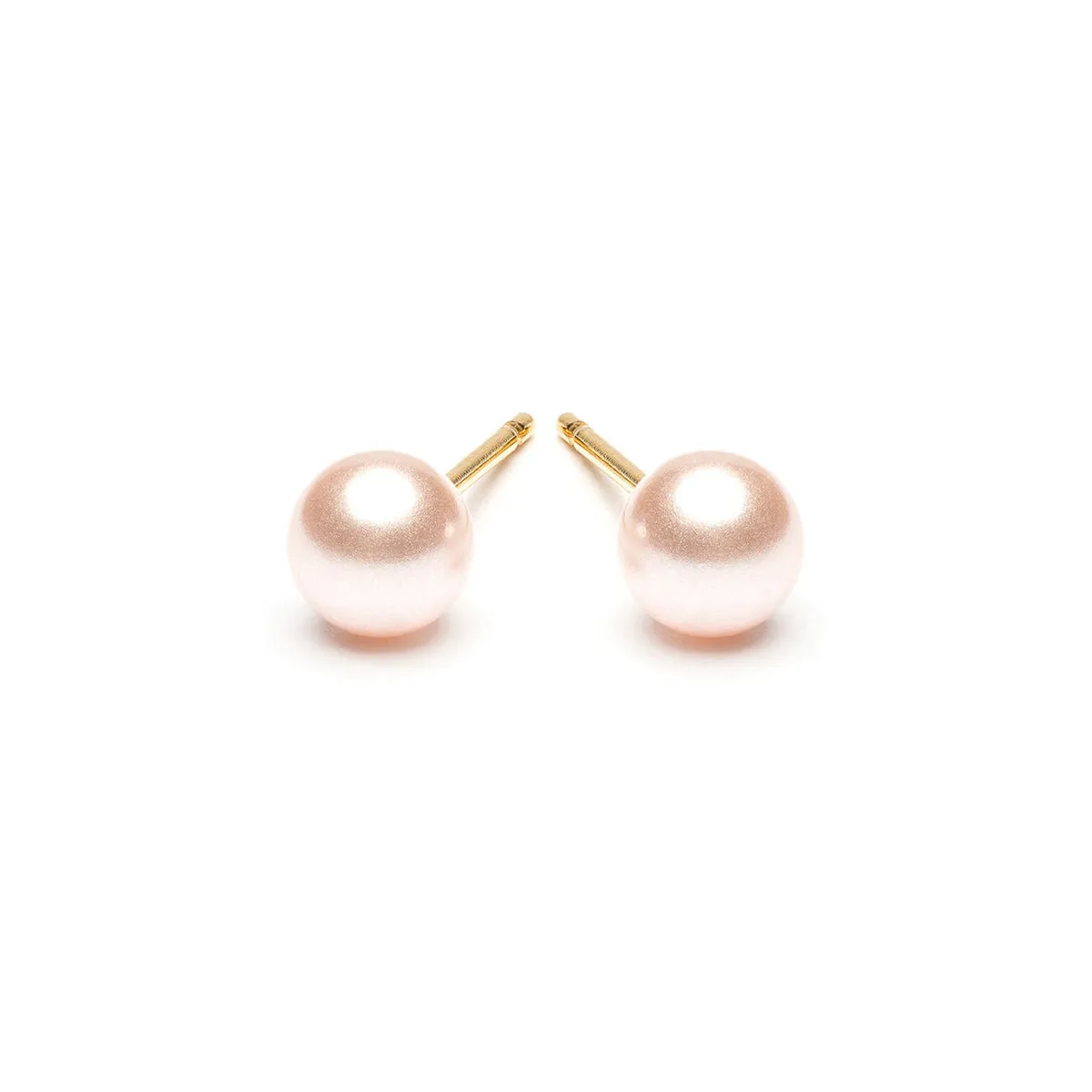 Gold Plated 5 mm Pink Pearl Stud Earrings