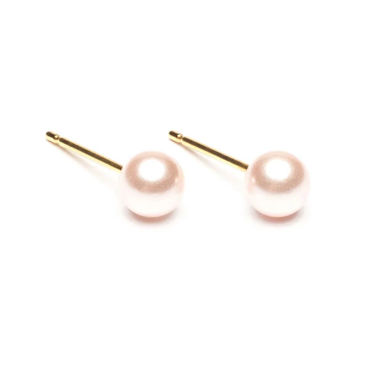 Gold Plated 5 mm Pink Pearl Stud Earrings