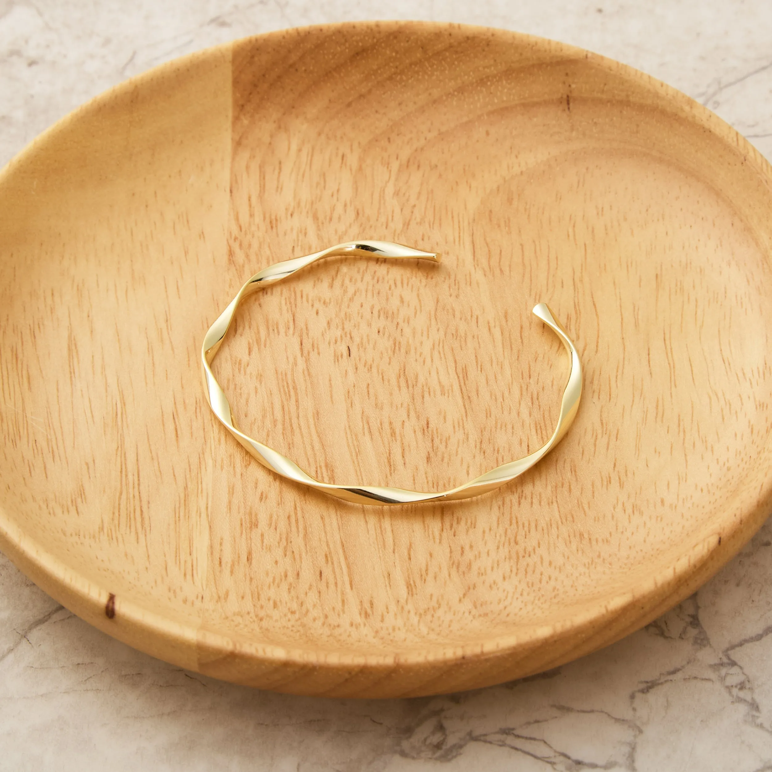 Gold Plated Spiral Cuff Bangle