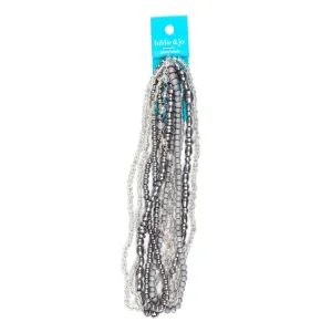 Gray Glass Multi Strand Strung Beads 14in