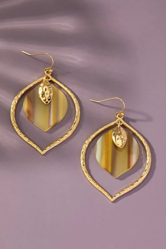 HAMMERED CASTING TEARDROP HOOP WITH RESIN EARRINGS