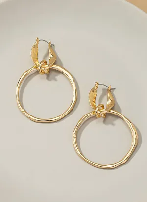 Hammered Hoop Drop Earrings