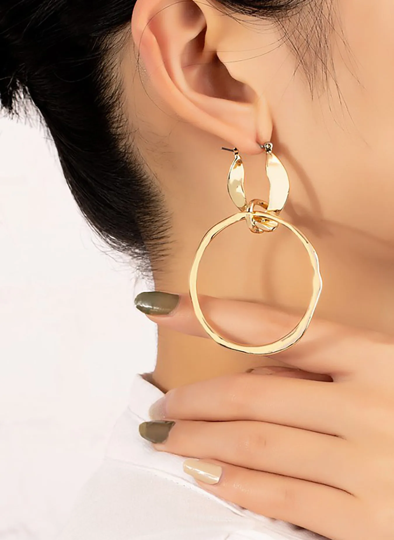 Hammered Hoop Drop Earrings