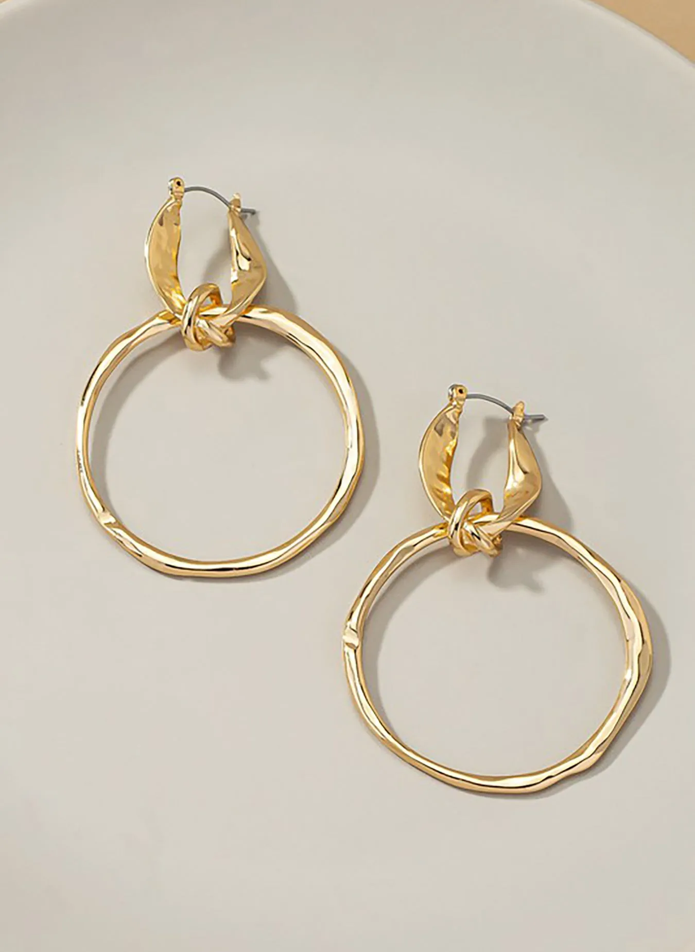 Hammered Hoop Drop Earrings