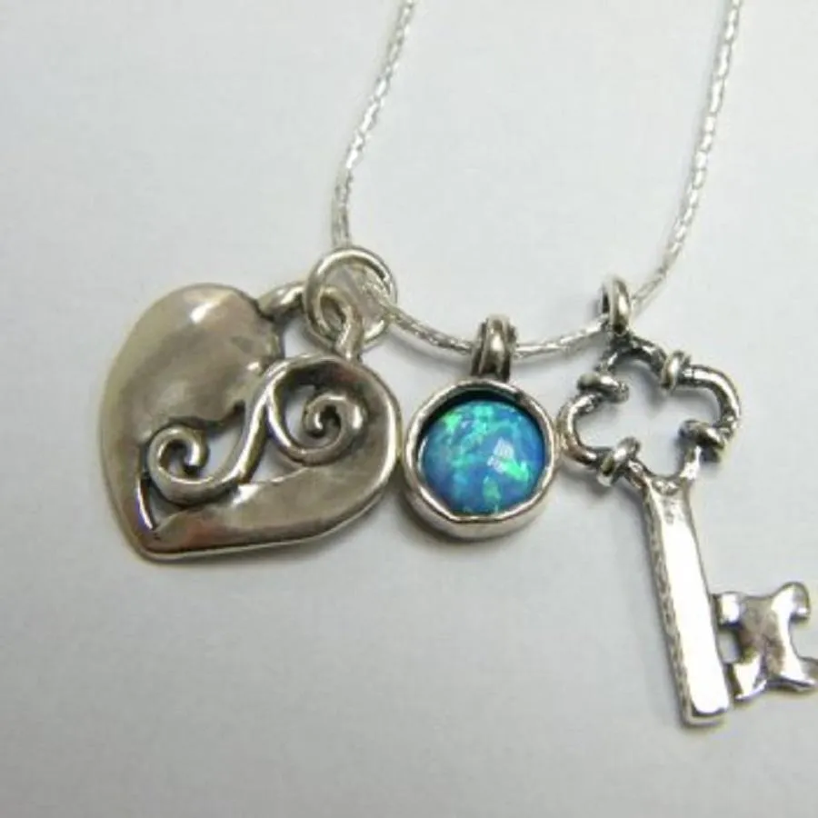 Heart Key necklace sterling silver