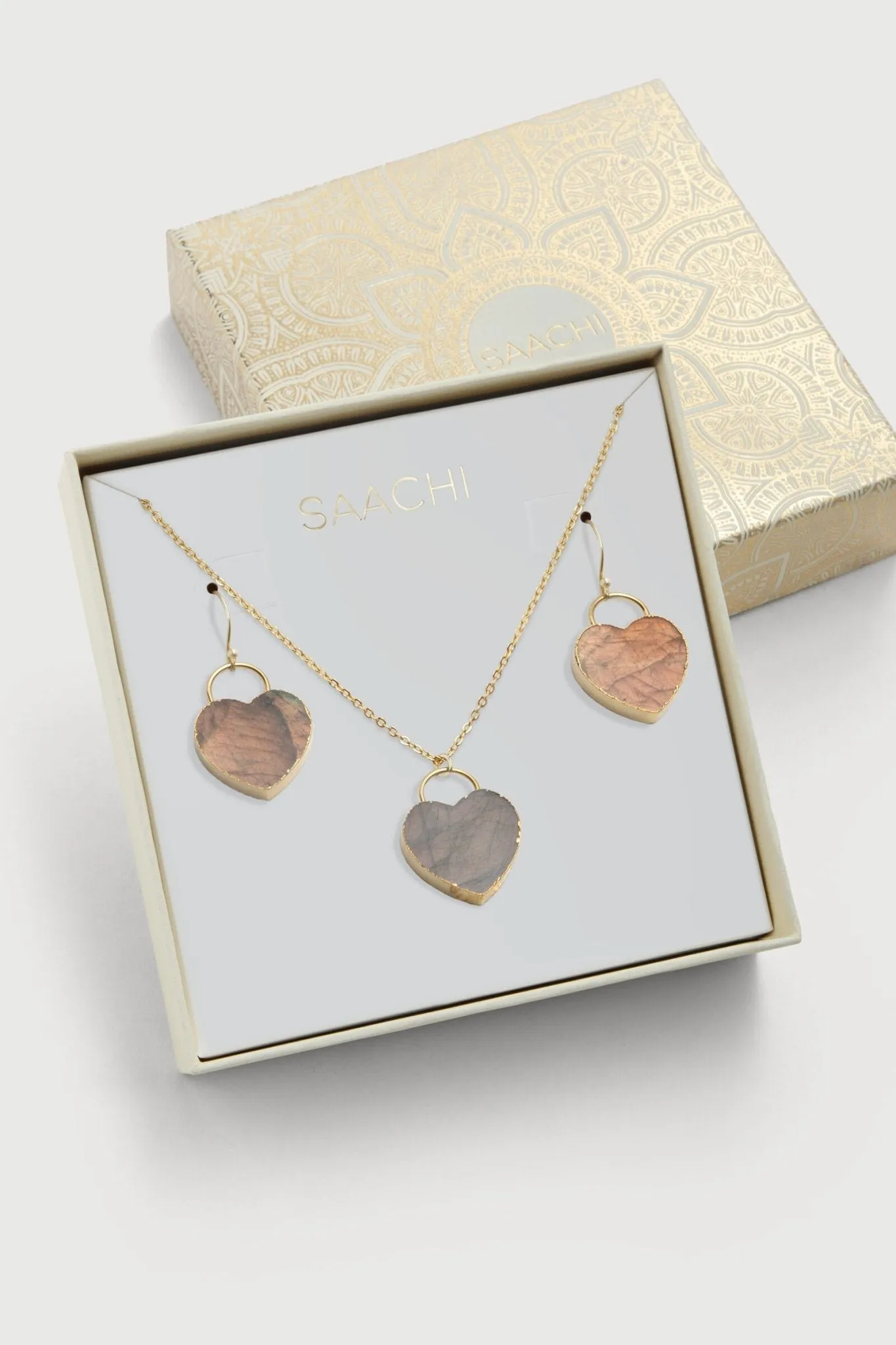 Heart Stone Earrings And Necklace Set