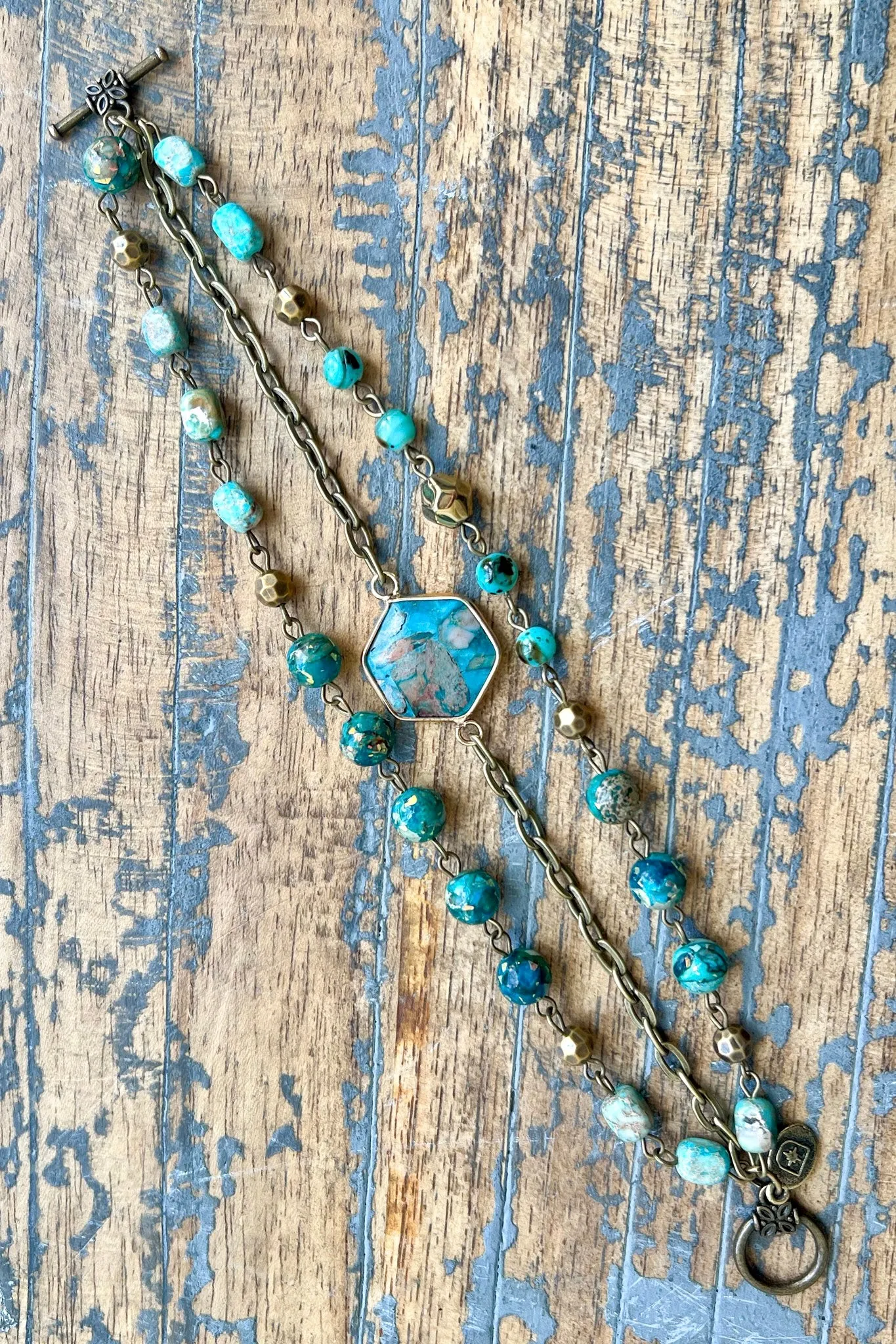 Janet 3 Strand Stone Bracelet- Turquoise