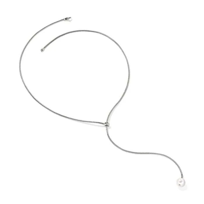 John Hardy "JH Essential" Pearl Lariat Necklace in Sterling Silver