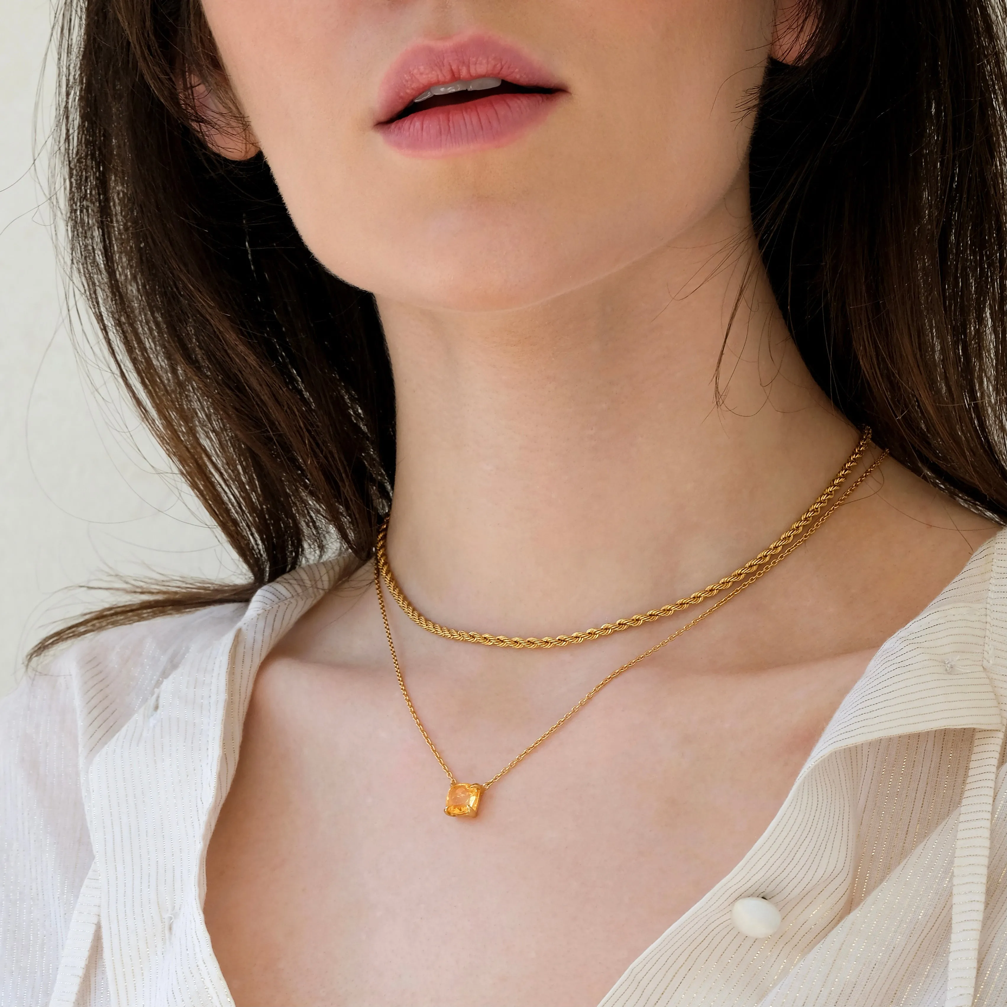 Kara Necklace, Citrine, Gold