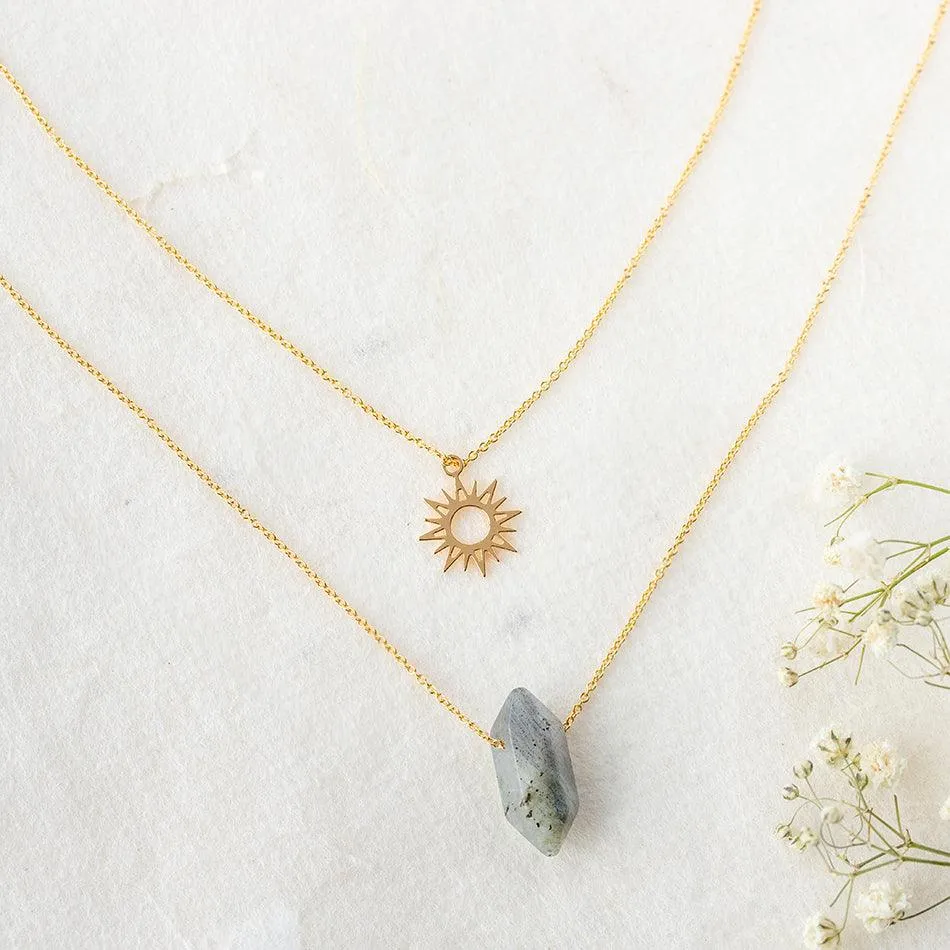 Labradorite Necklace with Golden Sun