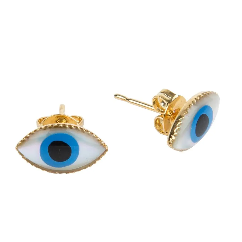 Limited Edition Mother of Pearl Evil Eye Charm Stud Earrings