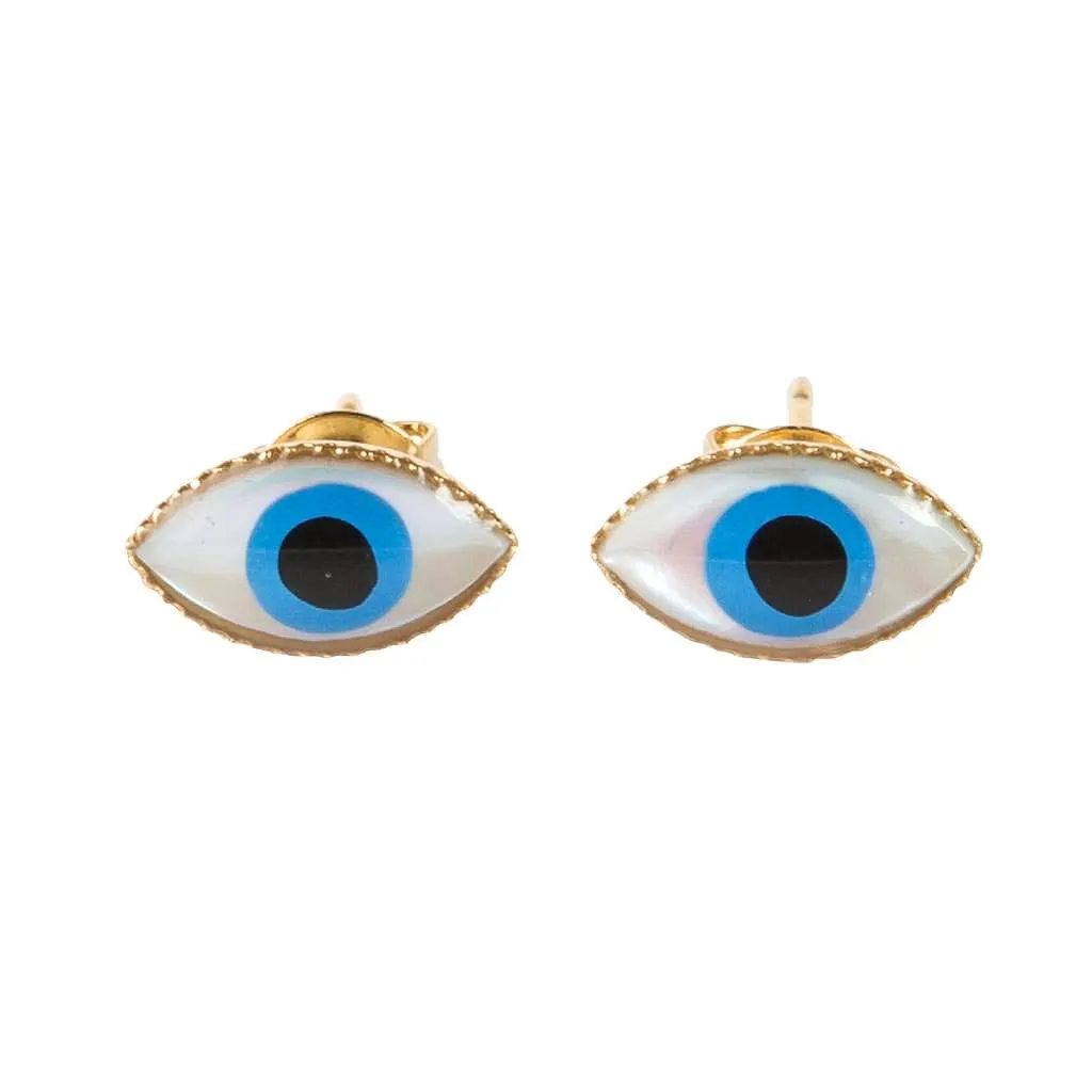 Limited Edition Mother of Pearl Evil Eye Charm Stud Earrings