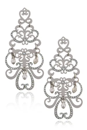 LK DESIGNS Dark Silver Chandelier Earrings