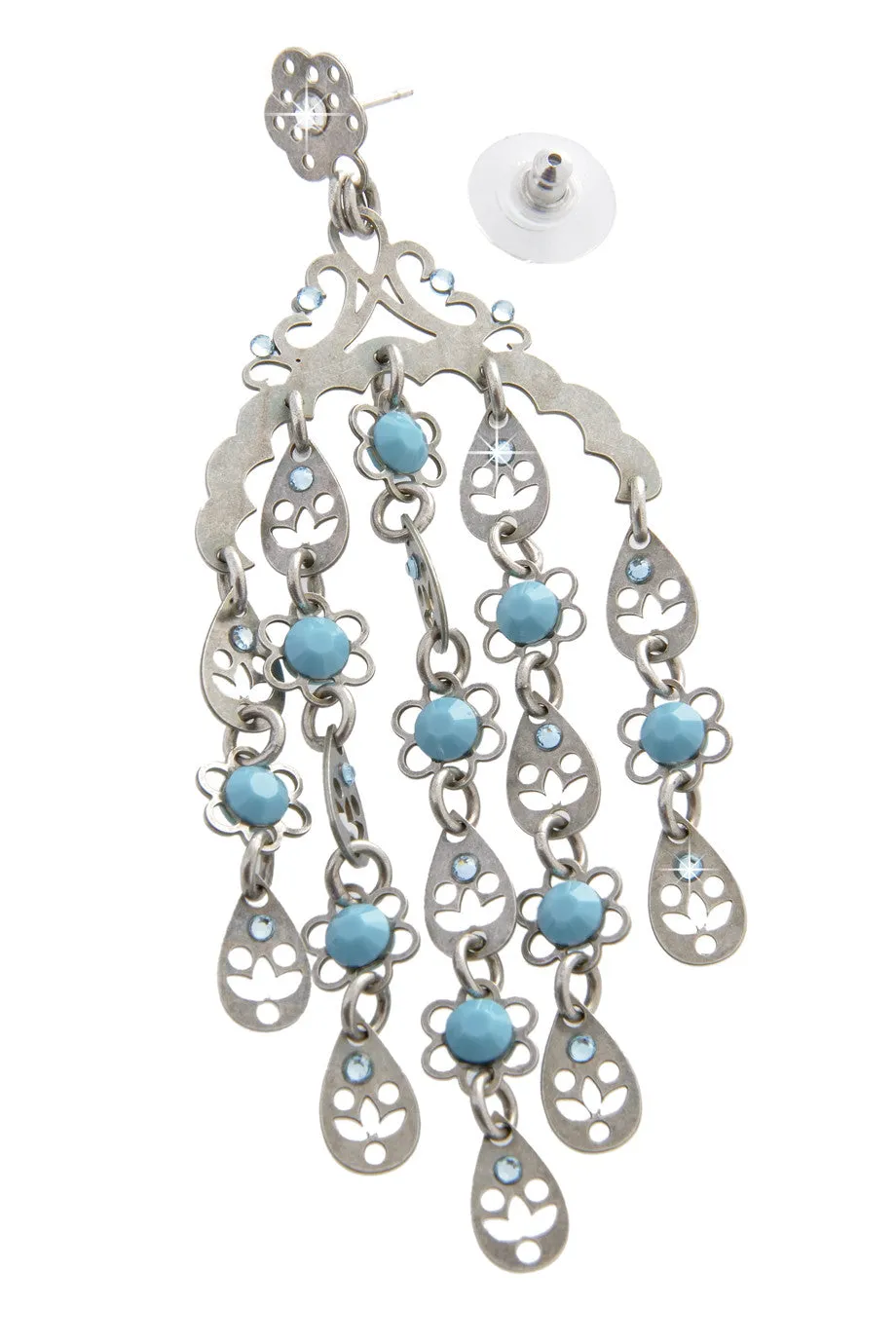 LK DESIGNS JULIA Light Blue Chandelier Earrings