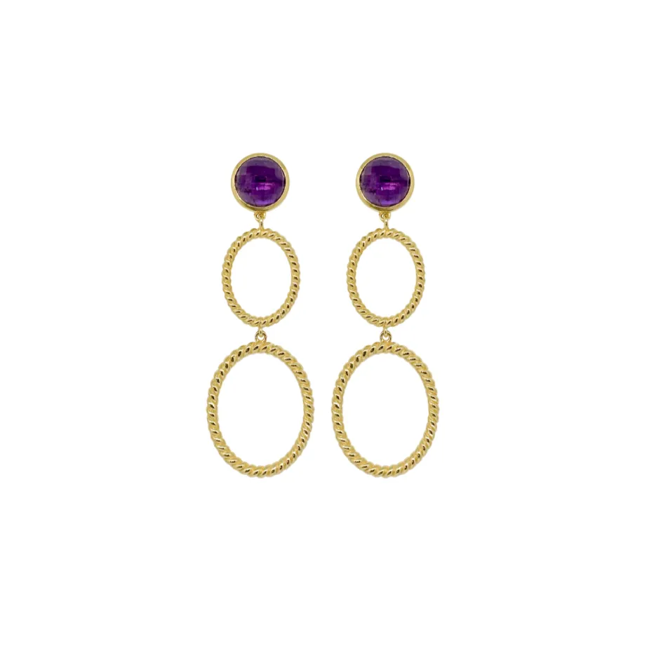 Lucie Double French Twist & Amethyst Earrings