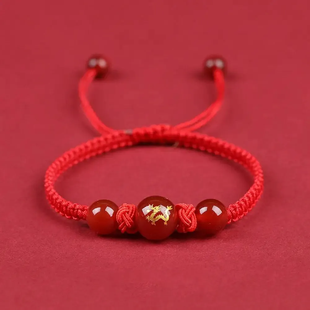 Lucky Red Rope Dragon Bracelet Good Fortune Feng Shui Knot Bracelet