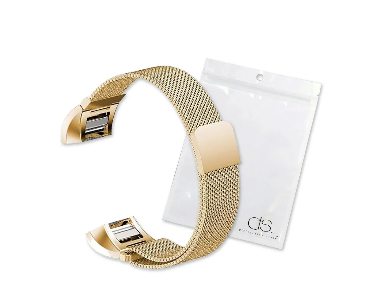 Magnet Stainless Steel Mesh Watch Band for Fitbit Charge 2 - Gold