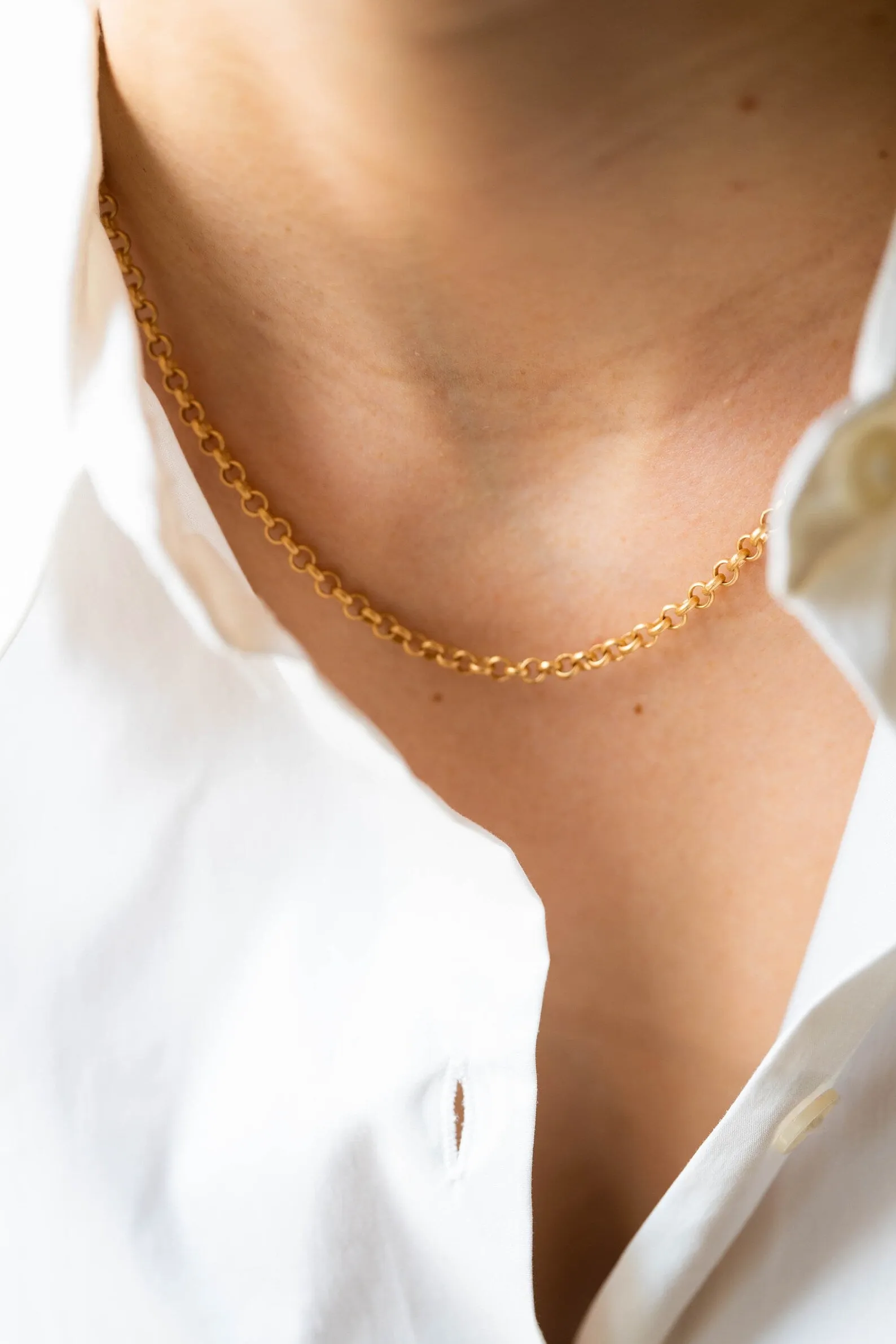 Matte Gold small Rolo Chain Necklace