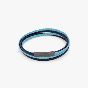 Mini Click Fettucine Leather Bracelet In Blue   