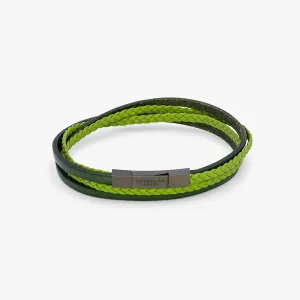 Mini Click Fettucine Leather Bracelet In Green