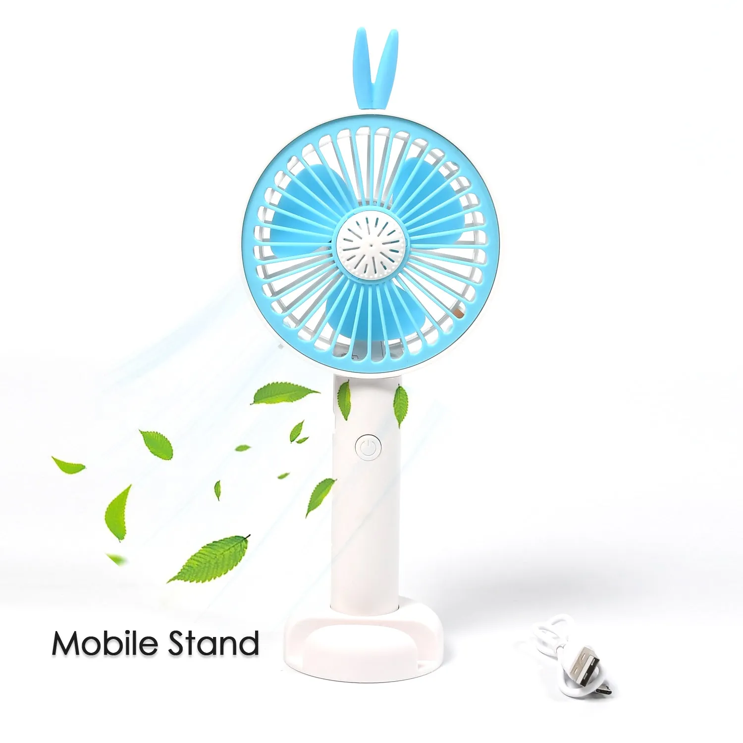 Mini Portable Hand Fan USB Rechargeable Fan With Led Light Fan for Indoor and Outdoor Use by Women and Men Table Standing Stand Included (Battery Not Include)