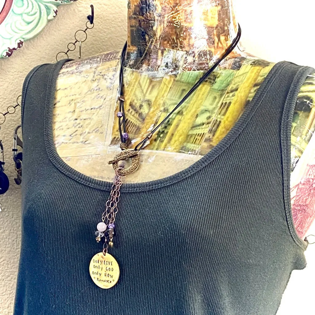 Namaste 3-Onlies Lariat Necklace with Brass Toggle Clasp