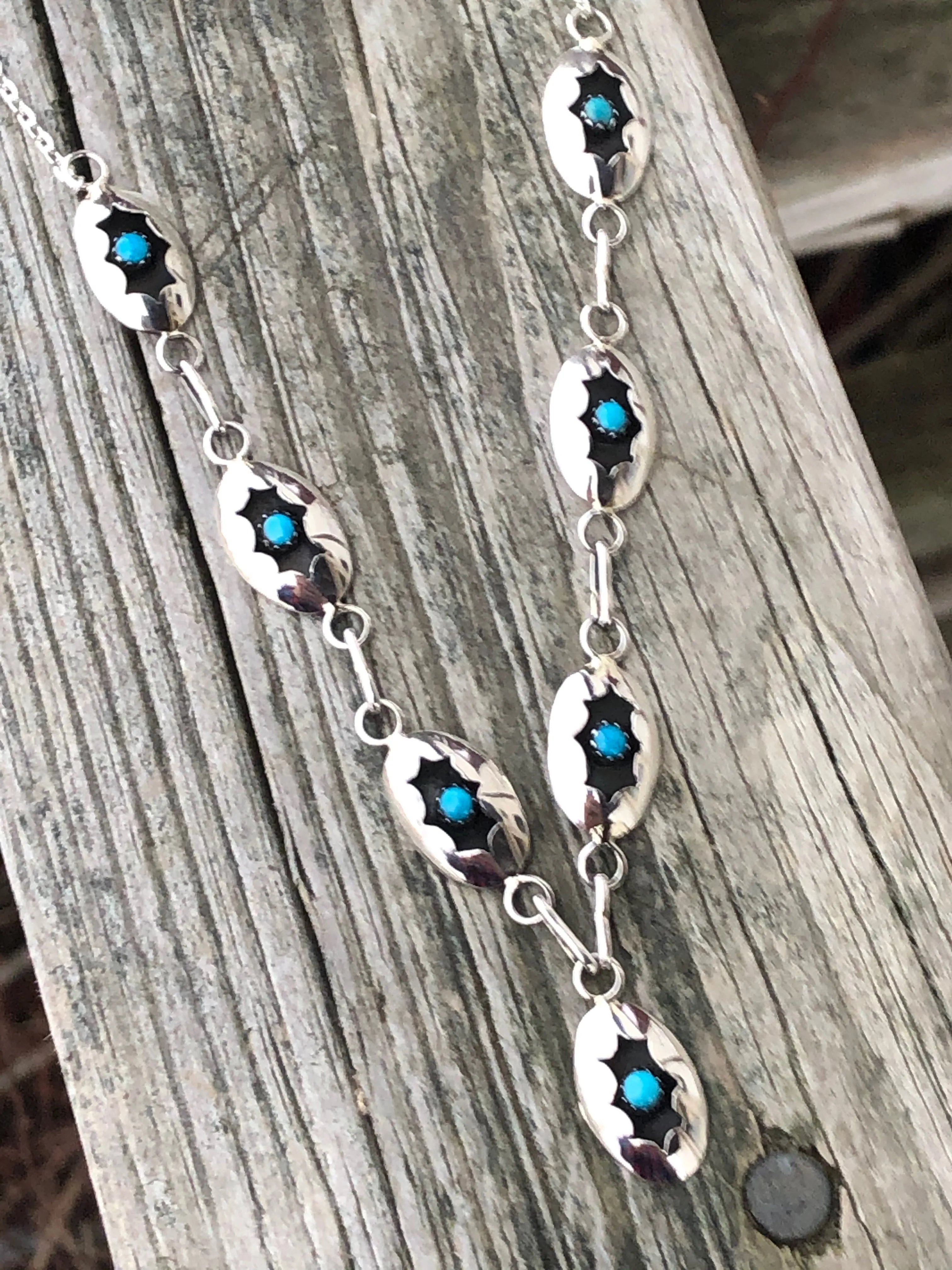 Navajo Shadow box sterling silver Necklace