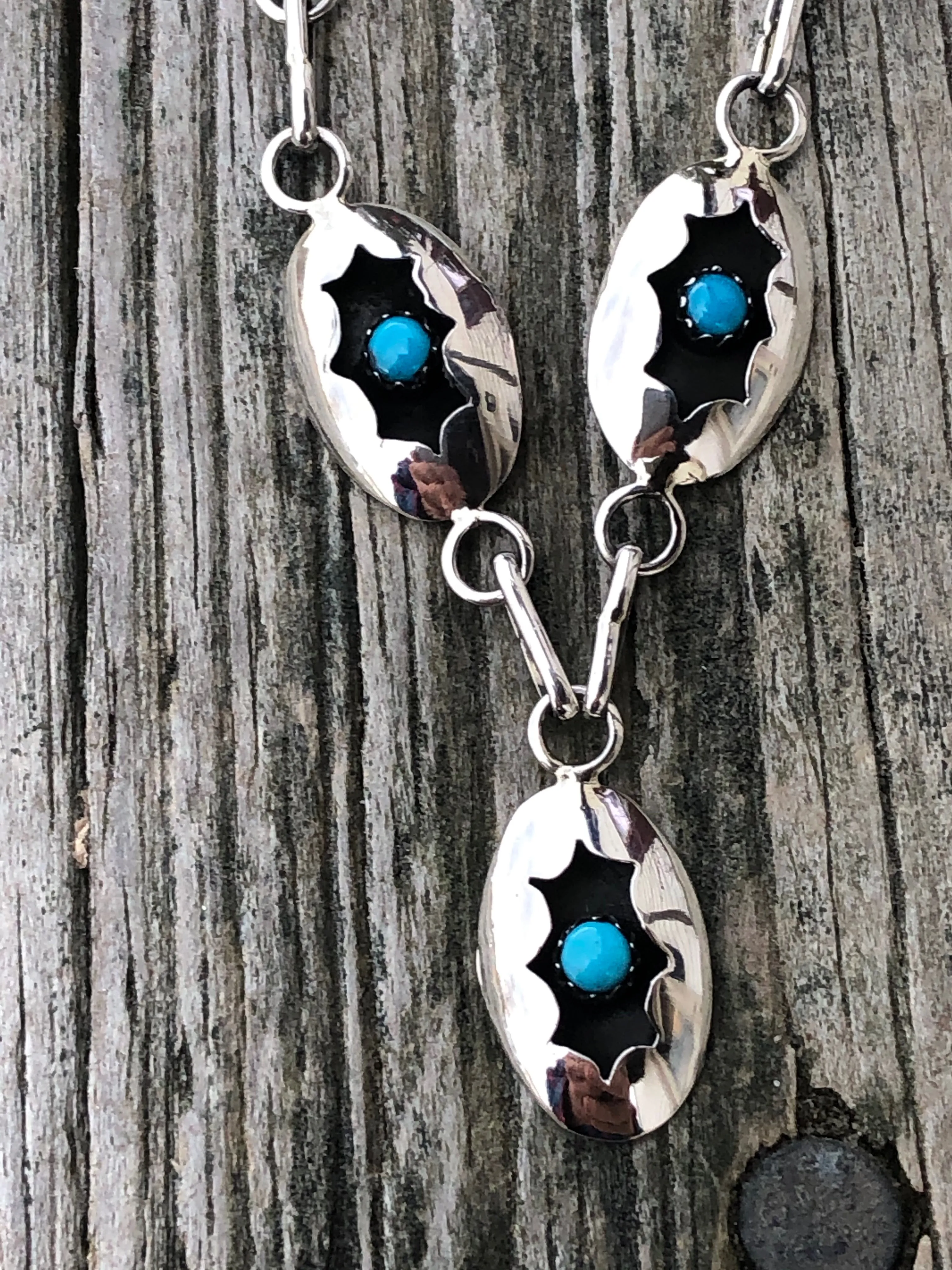 Navajo Shadow box sterling silver Necklace