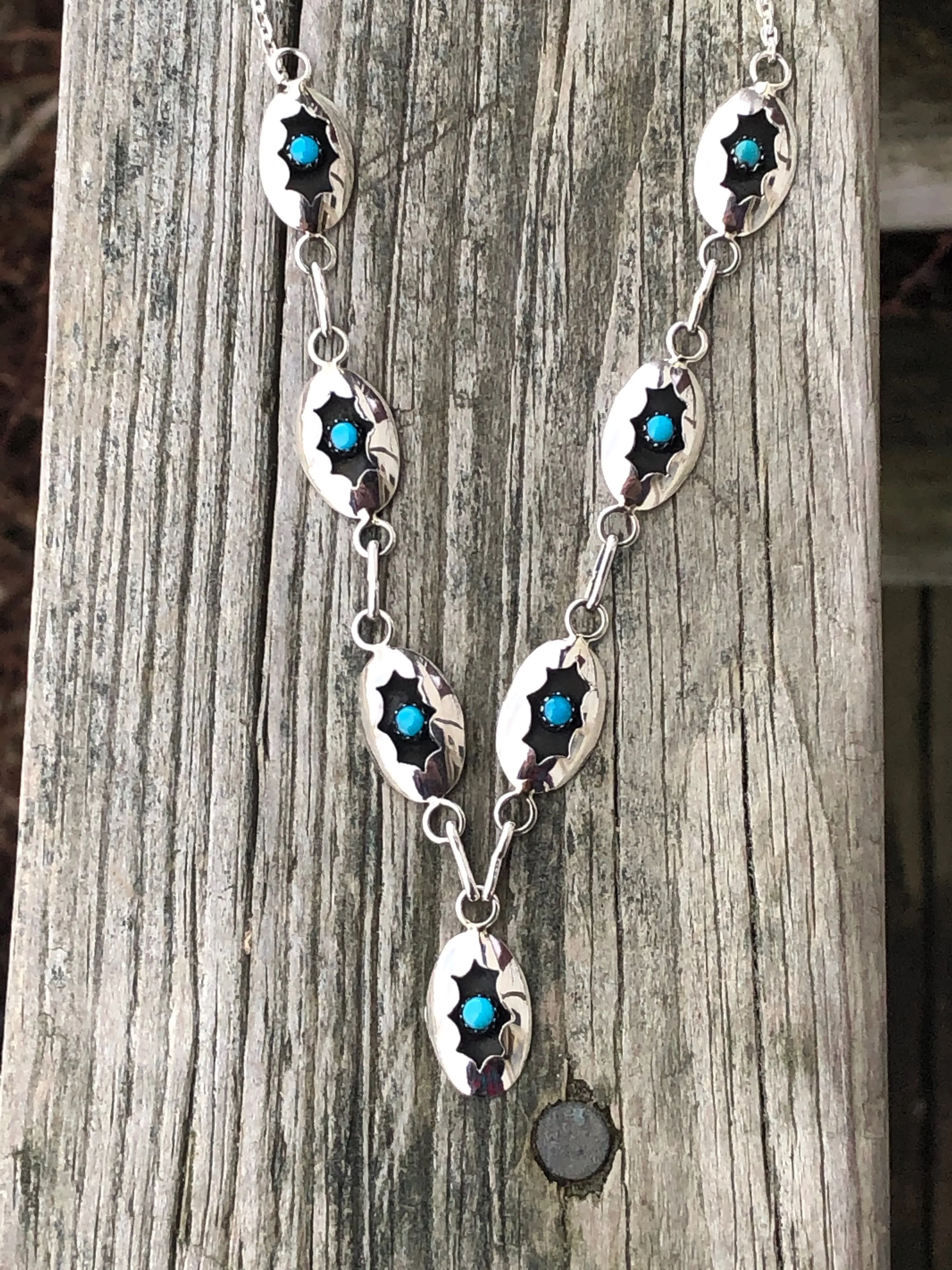 Navajo Shadow box sterling silver Necklace