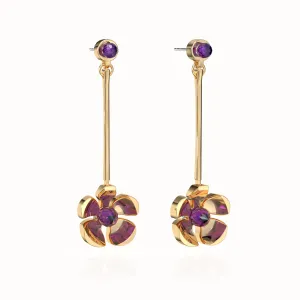 Orchid Garden Drop Earrings - Gold Vermeil - Amethyst