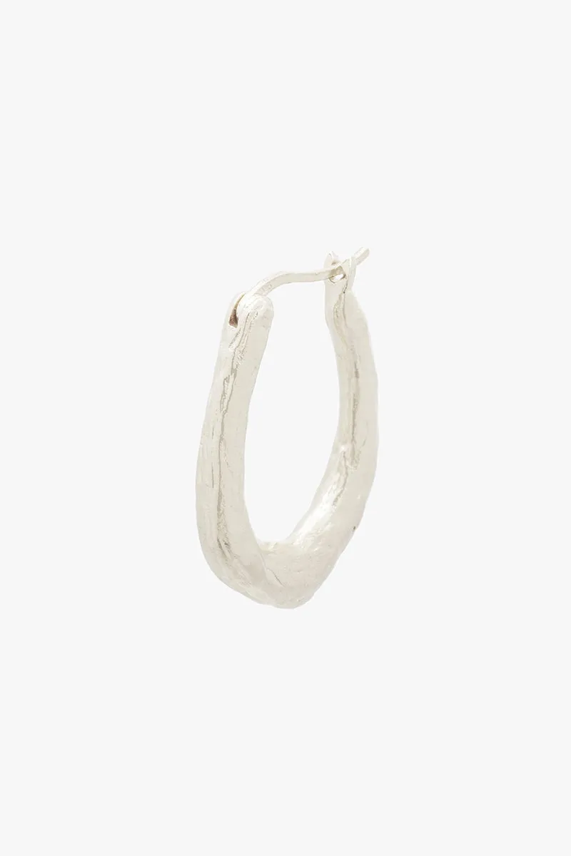 Organic Hammered Oval Hoop Silver (20mm)