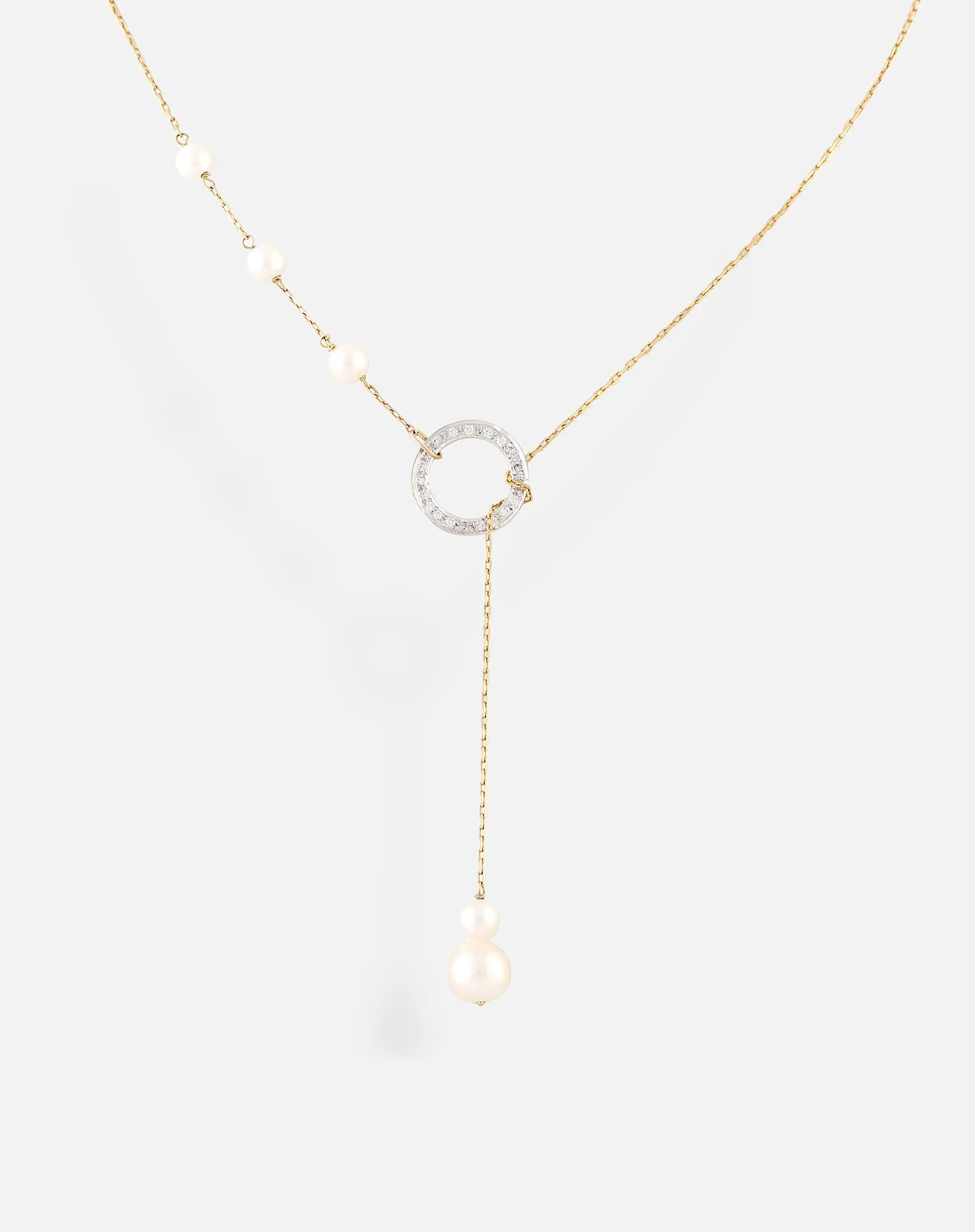 Pearl Circle Lariat Necklace